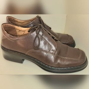 Josef Seibel Brown Leather Lace Up Oxford Shoe European Comfort 8.5 Womens 40